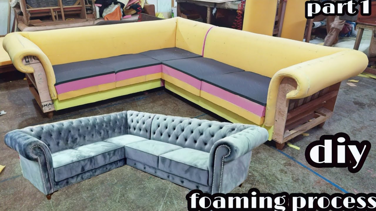 diy Chester field couch foaming process  part 1 how to make  