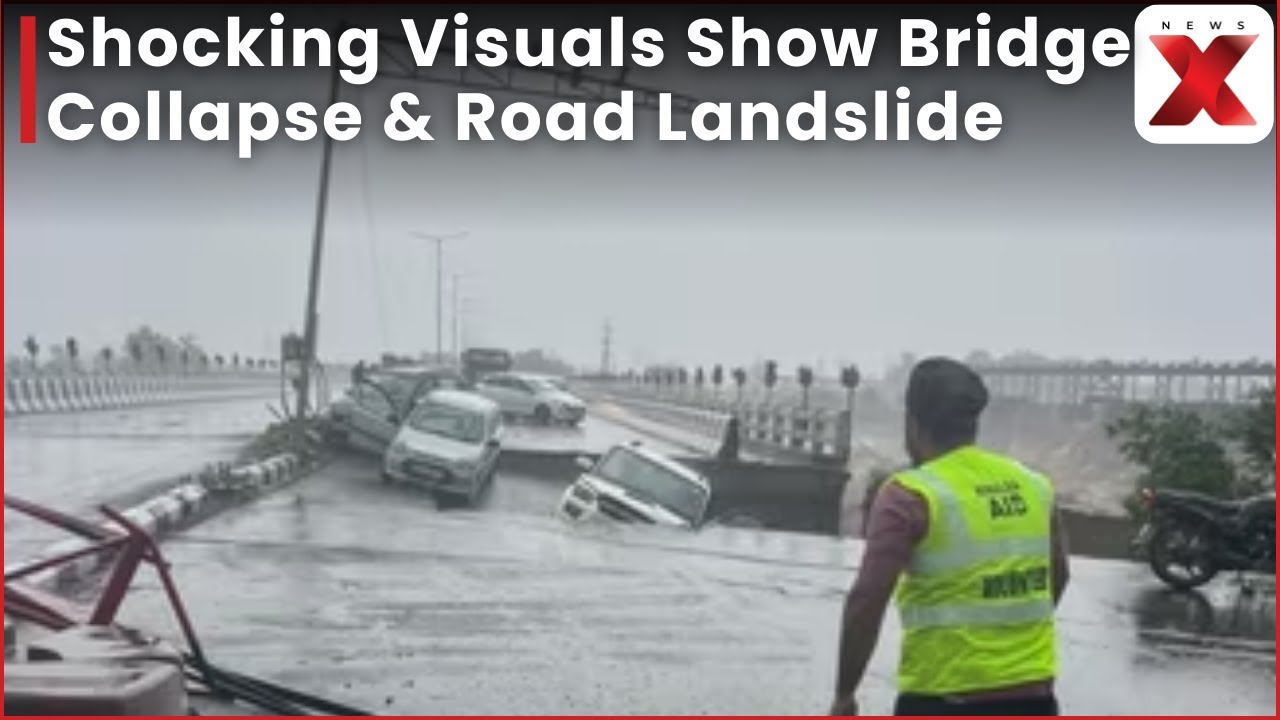 Shocking Visuals from Bhagwati Nagar as Bridge Collapse Traps Cars and Landslide Hits Roads