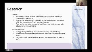 Competency to Consent to Research