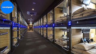 Exploring Tokyo's Best Capsule Hotel with Free Alcohol Service | Anshin Oyado Shinjuku