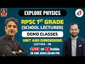 RPSC 1st GRADE SCHOOL LECTURER I DEMO CLASS I Unit and Dimension LECT-08