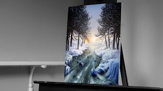 Painting A Winter Landscape with Acrylics - Paint with Ryan