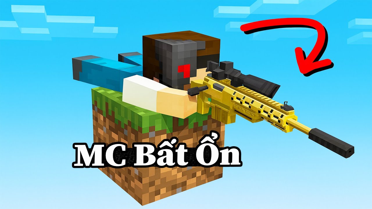 Tôi Đã Gian Lận Bằng Súng Khi Chơi One Block Trong Minecraft 🤣 Siêu Hài Hước
