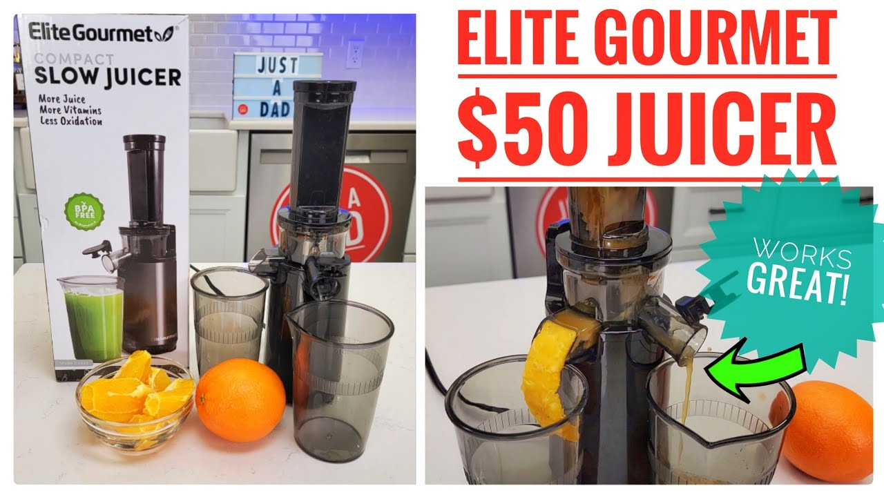 Elite Gourmet Compact Masticating Cold Press Slow Juicer - Black