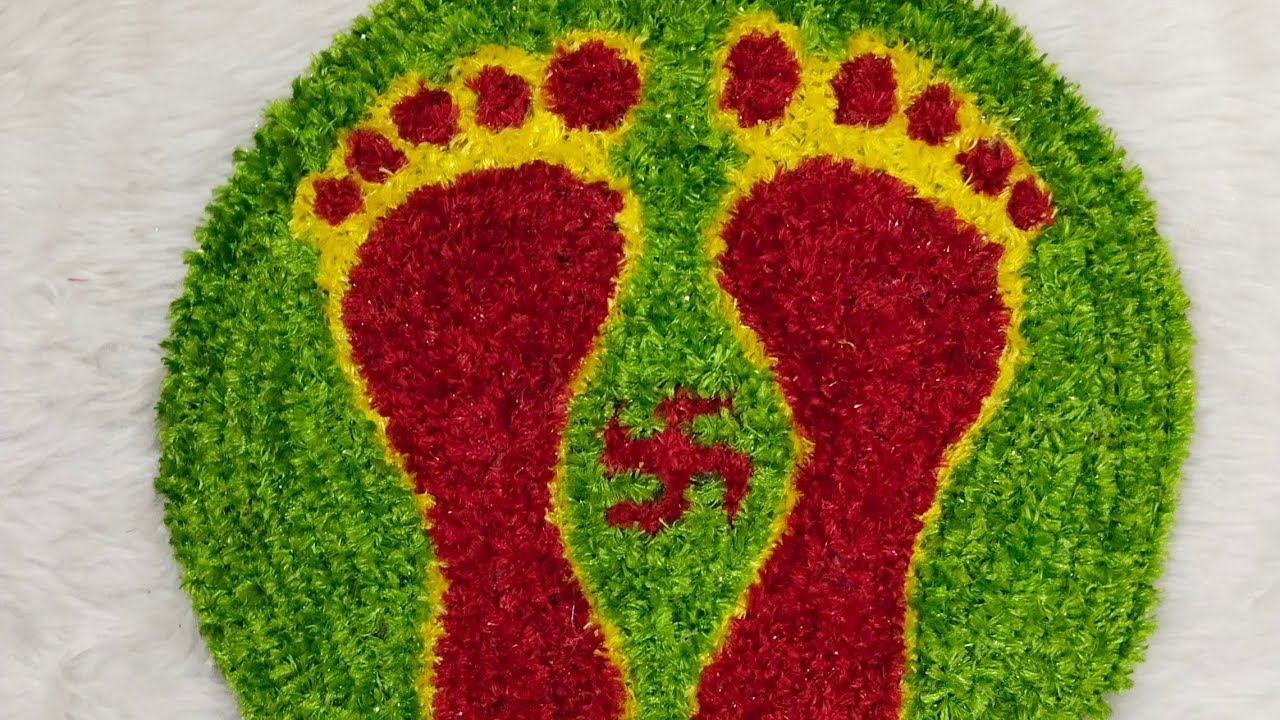 Woolan Rangoli Design #how to make woolen ready rangoli mat #ready rangoli#doordecoration # ...