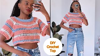 How To Crochet A Raglan Top-Down Top / Crochet T-shirt ALL SIZES #crochet #crochettops #häkeln