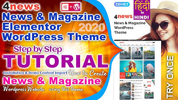 4News - News & Magazine Elementor WordPress Theme | Demo Import | Tutorial Step By Step in Hindi2020