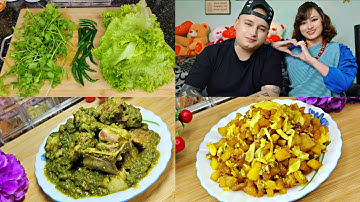 Jingbang Kata DohSniang Jyrngam 🤤 + Phan Sdieh || Green Pork Recipe || Husband Wife♥️