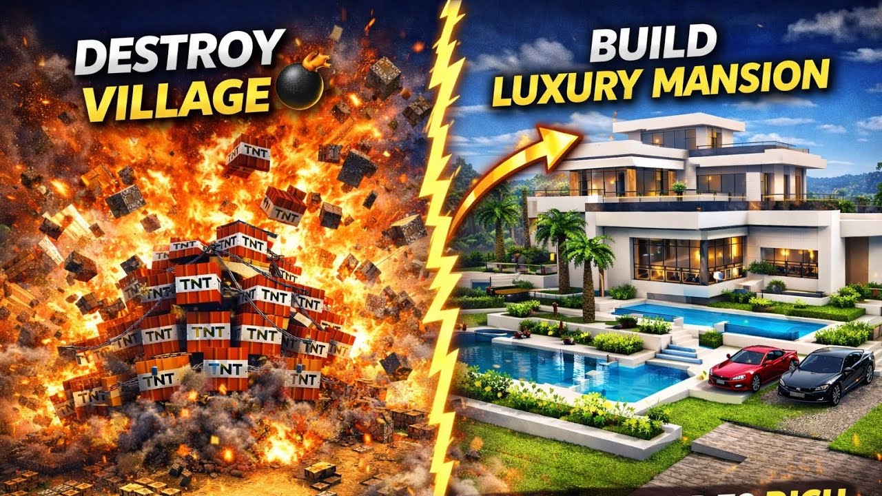 DESTROYING A VILLAGE 💣 | BUILDING A LUXURY MANSION 😱 | MOST DEADLY TNT | MINECRAFT