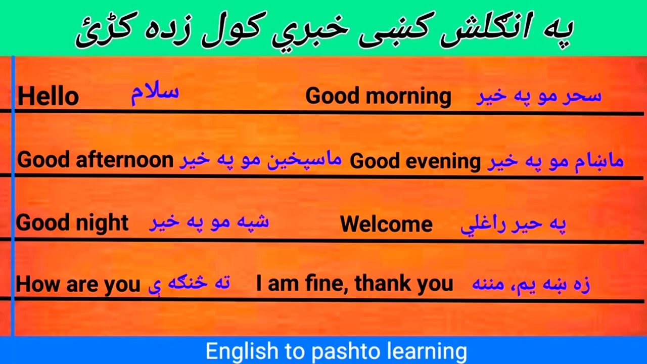 Lean English In Easy Pashto Basic And Advance English YouTube