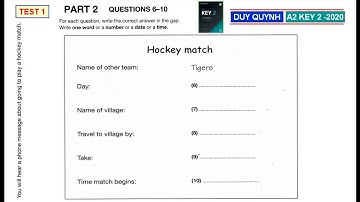 A2 KEY 2 -AUTHENTIC PRACTICE TESTS 2020 - TEST 1 PART 2     #a2key22020      #keyvoduyquynh