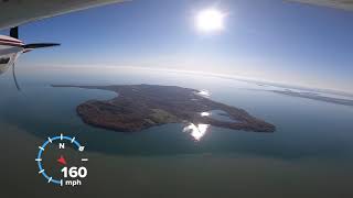 Flying over Kelleys island in A36 Bonanza