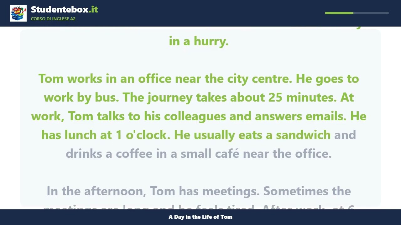 Video thumbnail: A Day in the Life of Tom — English A2