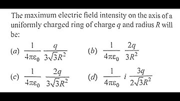 Maximum electric field along axis of Ring with charge q