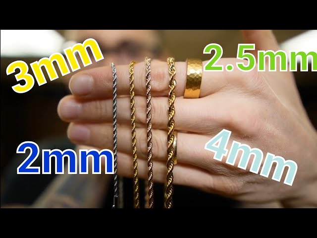 2mm, 3mm & 4mm ROPE CHAINS  Gold Jewelry Sizing 