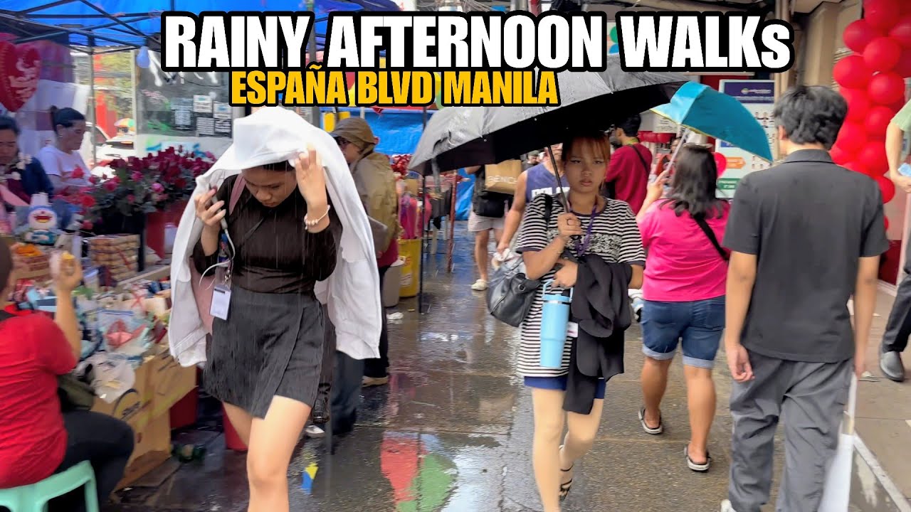 RAIN WALK in ESPAÑA BLVD LONELY STREET RELAXING SOUNDS IN STREET PHILIPPINES[4K]
