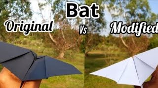Original vs Modified paper Bats(Flapping wings!)Flying Comparison and Making Tutorial