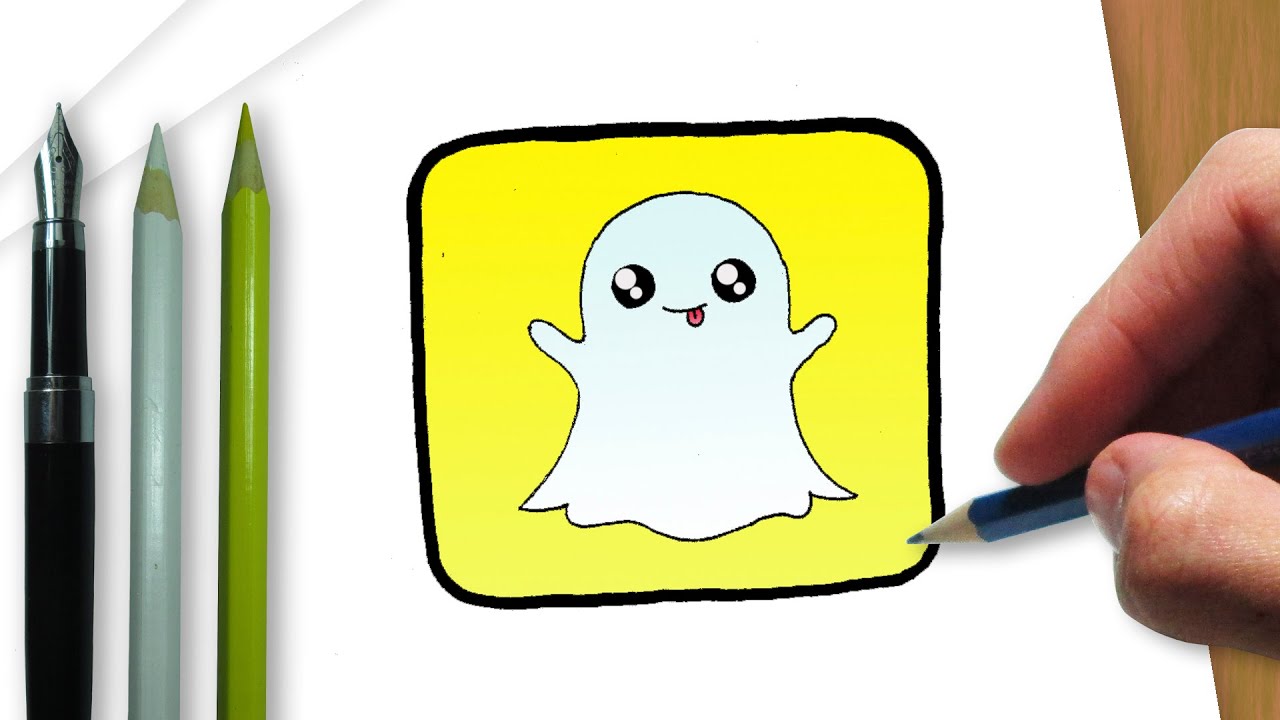 How to draw the logo Snapchat kawaii - YouTube