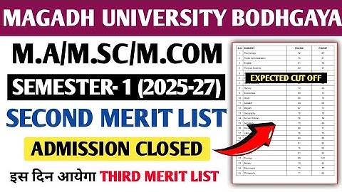 Magadh University PG (2025-27) 3rd Merit List Kb Ayega||2nd Merit Admission Closed|Expected Cut Off