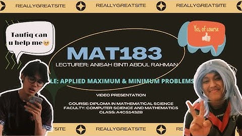 APPLIED MAXIMUM AND MINIMUM PROBLEMS MAT183/A4CS1432B