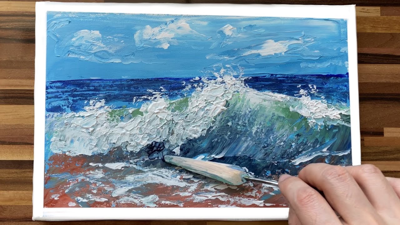 Daily Challenge #15 / Palette Knife Techniques / Wave Acrylic Painting 