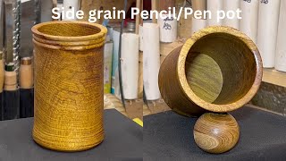 Woodturning a side grain pen/pencil pot #carbide chisels #woodturning