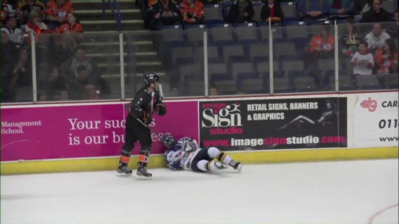 Shawn Limpright hits Casey Haines EIHL 16213 YouTube
