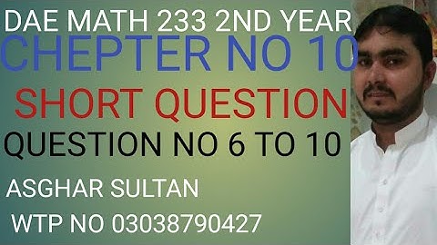 dae math 233 2nd year chapter no 10 short question no 6 to 10