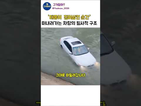 급류에 휩쓸린 차량의 아찔한 순간 thumbnail