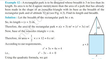 A rectangular park is to be designed whose breadth is 3 m less than its length. Its area is to be
