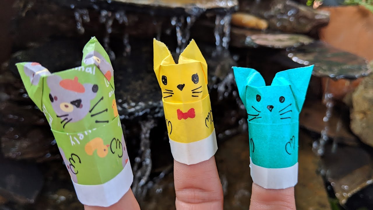Easy Origami Finger Puppet Cat / Crafts for Kids - YouTube