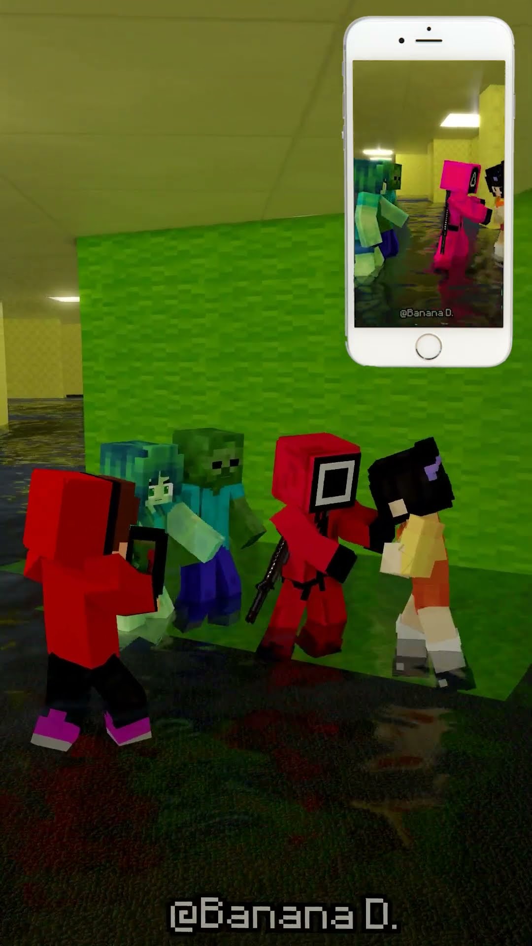 Zombie Team VS SQUID GAME Team LOVE Battle in BACKROOM but GREEN Screen version