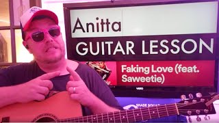 How To Play Faking Love - Anitta Saweetie Guitar tutorial (Beginner lesson!)