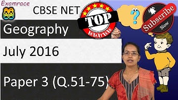 NTA NET July 2016 Geography Paper 3 (Q.51-75): Answer Keys, Solutions & Explanations