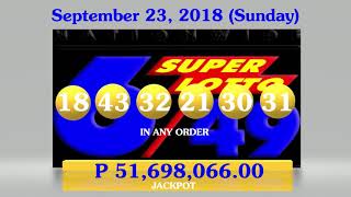 PCSO Lotto Results September 23, 2018 (Sunday) - Ultra Lotto 6/58 & Super Lotto 6/49