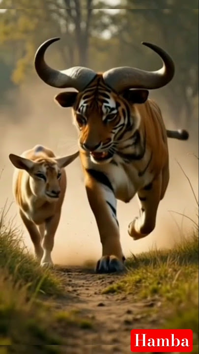 Cow attacks a tiger #shorts #hamba