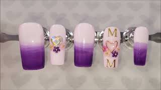 Mother's Day Pink and Purple Ombre Press on Nails Tutorial #diynails #nailartideas