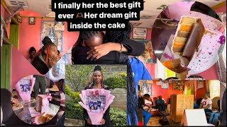 SURPRISED MY SMALL SISTER WITH HER DREAM GIFT INSIDE THE CAKE 🎂❤️🫶🏾SHE CRIED 😭❤️😫