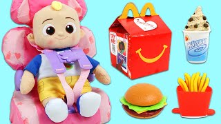 Cocomelon Baby JJ Bubble Bath Morning Routine & Cooking McDonalds Happy Meal Hamburger Meal