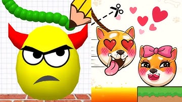 Draw To Smash Logic Puzzle VS Rope Dog - Cut To Save Satisfying ASMR Gameplay (Android, ios)