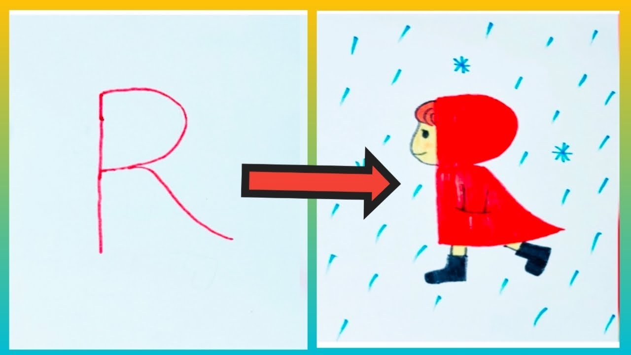How to draw a Boy with the alphabet R - YouTube