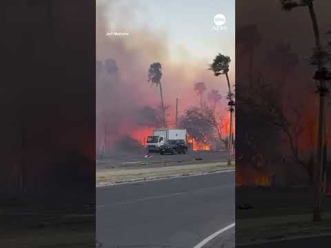 New video shows a massive fire raging near homes in Maui, Hawaii