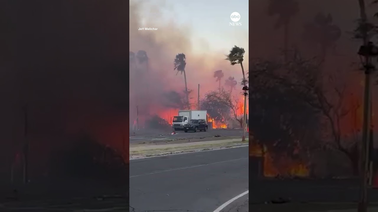 New video shows a massive fire raging near homes in Maui, Hawaii