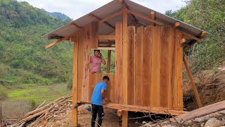 Finishing the Pillars and Fittings for the New House, Building a Wooden Cabin in the Forest