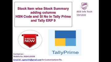 Itemwise Stock Summary HSN Code and SlNo in Tally Prime and Tally ERP 9