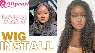 QUICK &amp; EASY WIG INSTALL// 7x7 CLOSURE DEEP WAVE WIG ft Ali Pearl Hair