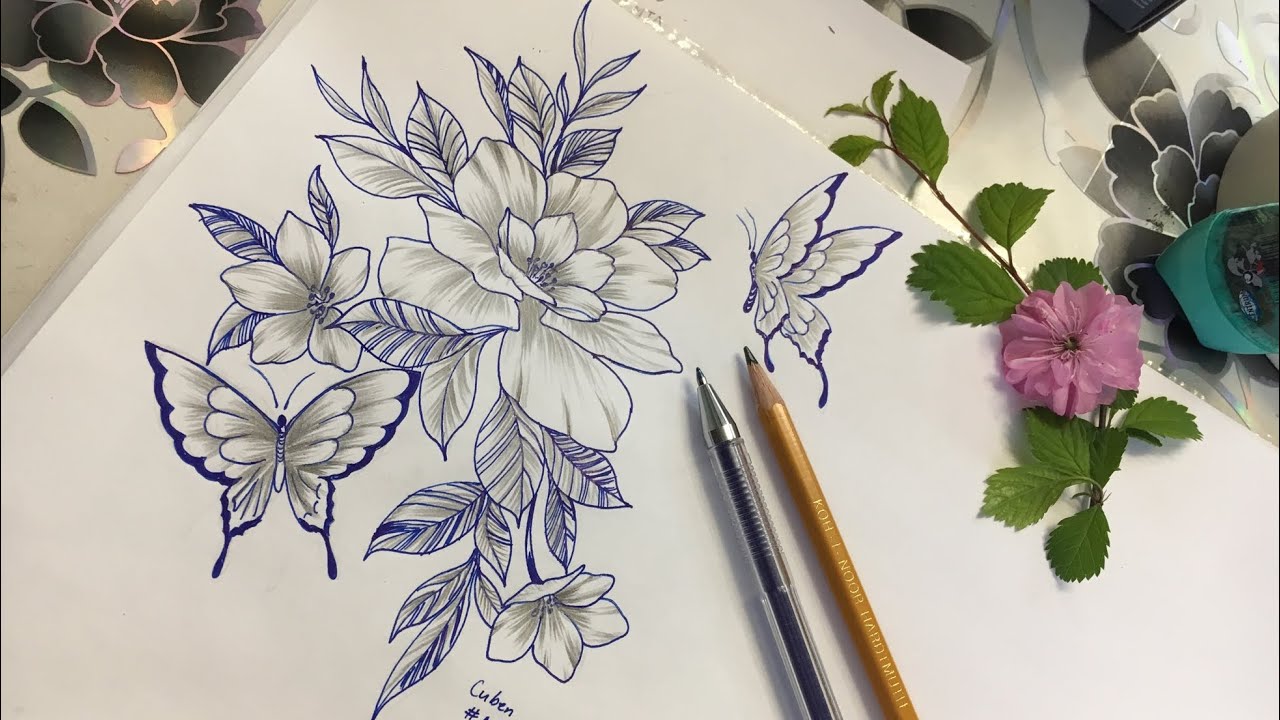 Vẽ hoa tỉa đơn giản- Simple flower drawing #cuben