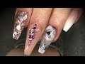 Acrylic nails - design set with swarovski crystals