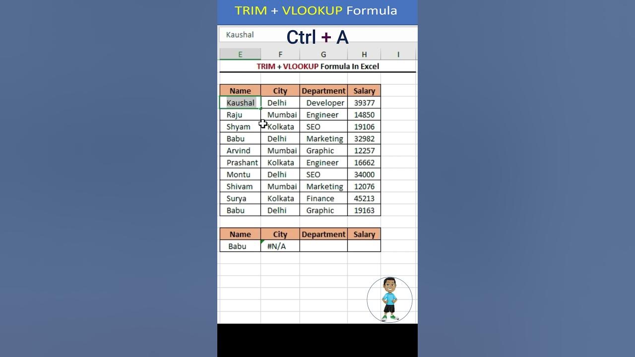 TRIM + VLOOKUP Formula In Excel excel exceltips shorts 