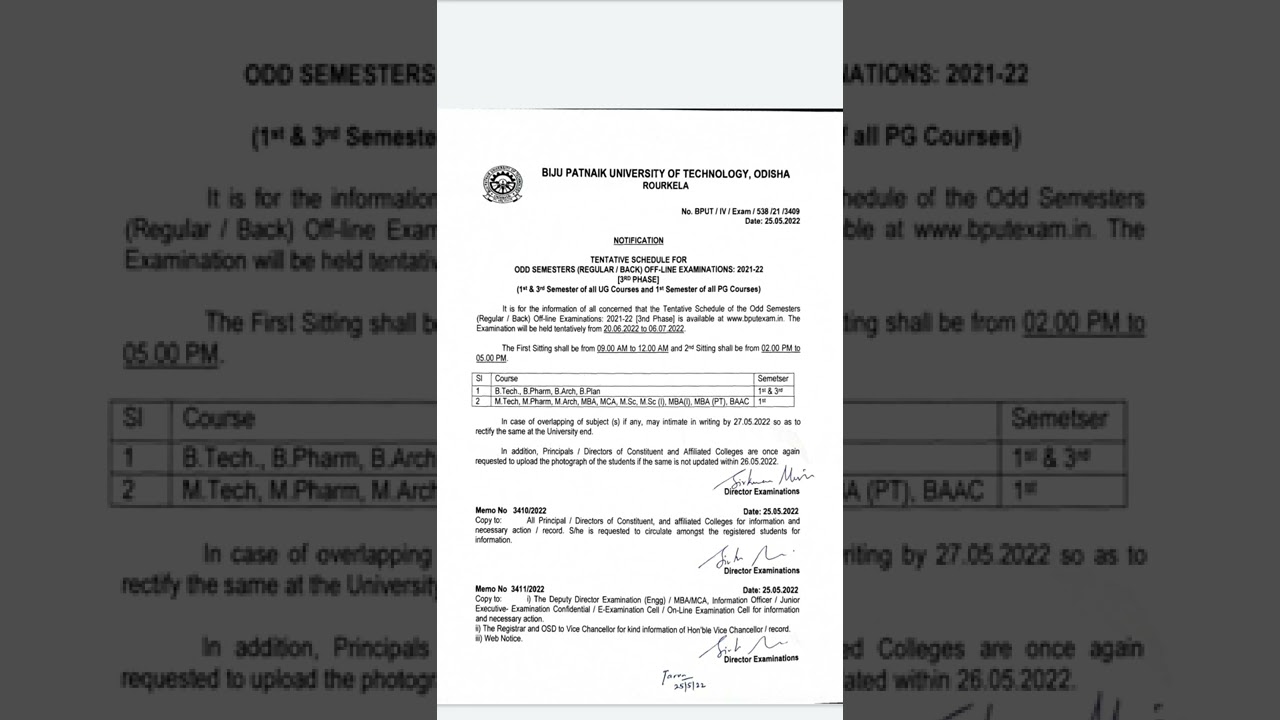 Bput latest notice on-- ODD SEMESTER (REGULAR/BACK)OFF LINE EXAMINATIONS 2022